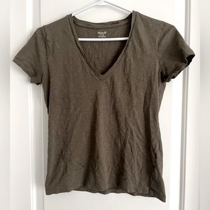 Madewell V-Neck Olive Green Tee
